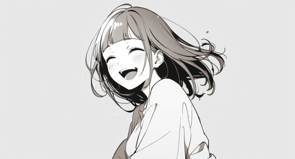 a cartoon of a girl laughing