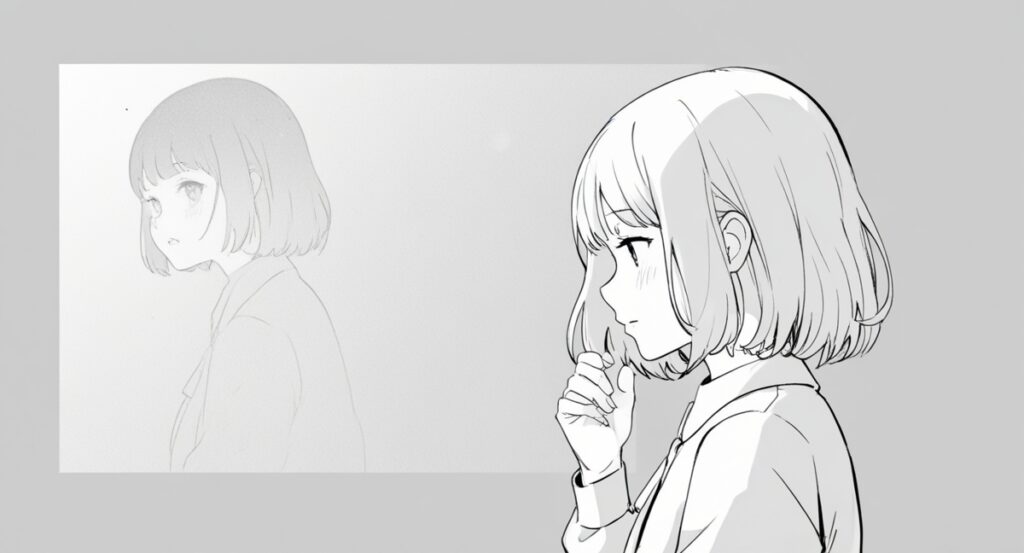 a cartoon of a girl with short hair