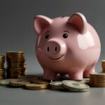 piggy bank and money (no background)